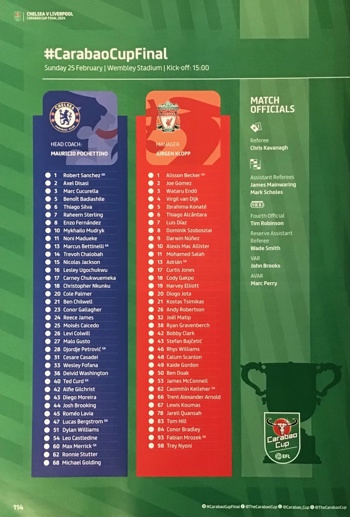 Match programme squadlist