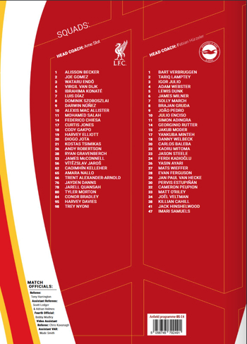 Match programme squadlist