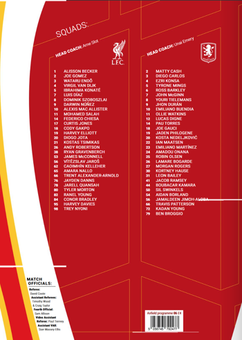 Match Programme squadlist