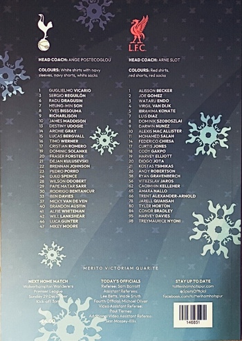 Match programme squadlist