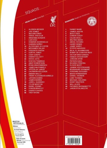 Match programme squadlist