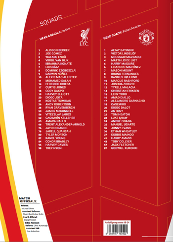 Match programme squadlist
