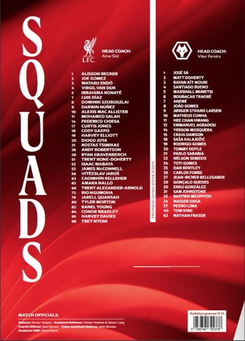 Match programme squadlist