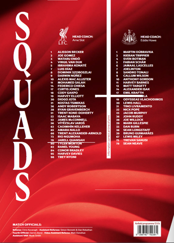 Match programme squadlist