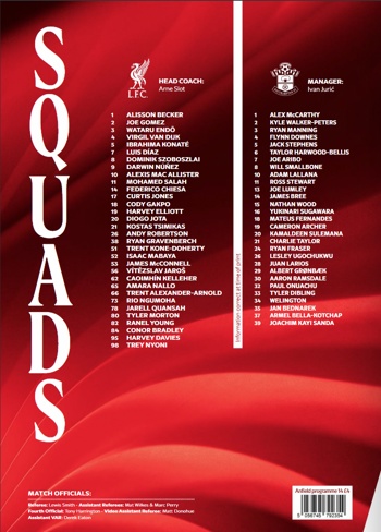 Match Programme squadlist