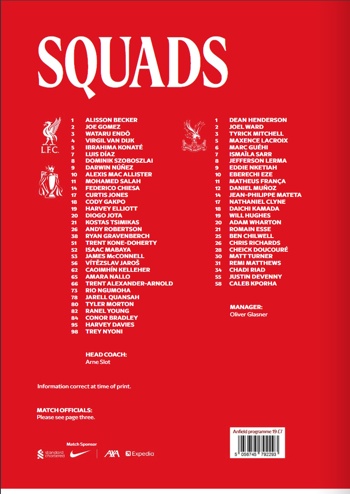 Match programme squadlist