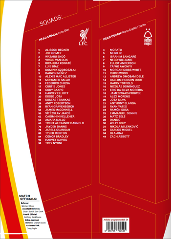 Match programme squadlist