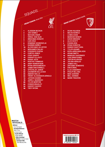 Match programme squadlist