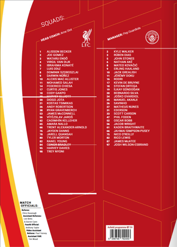 Match programme squadlist