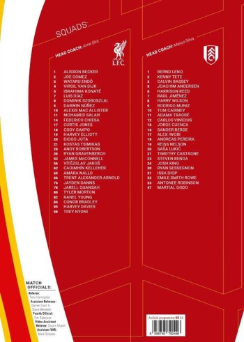 Match programme squadlist