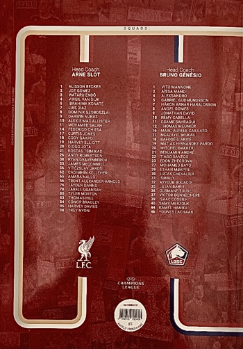 Match programme squadlist