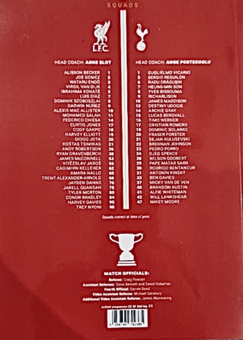 Match programme squadlist