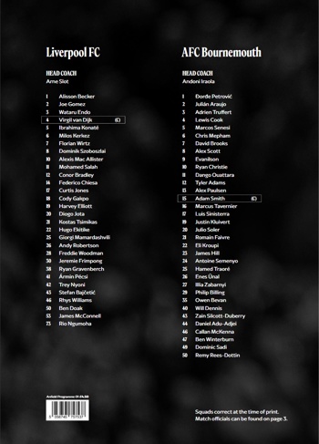Match programme squadlist