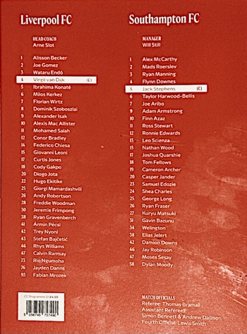 Match programme squadlist