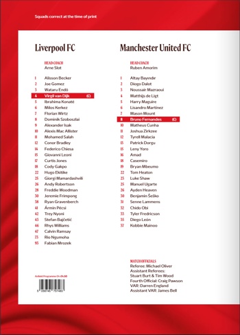 Match programme squadlist