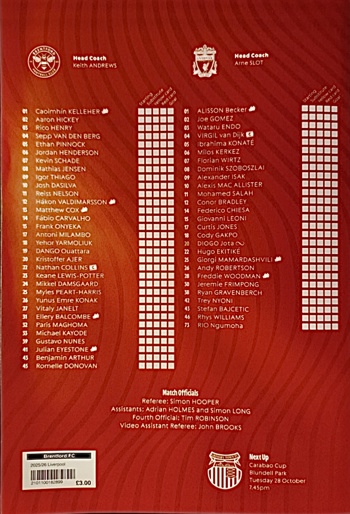 Match programme squadlist