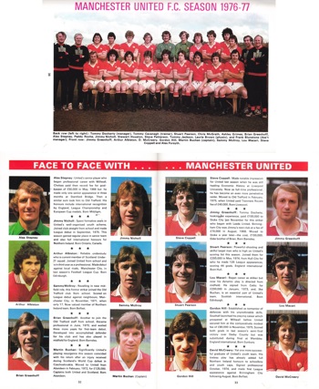 Pen pics of Manchester United from match programme