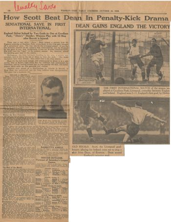 How Scott beat Dean in penalty-kick drama - 23 October 1928