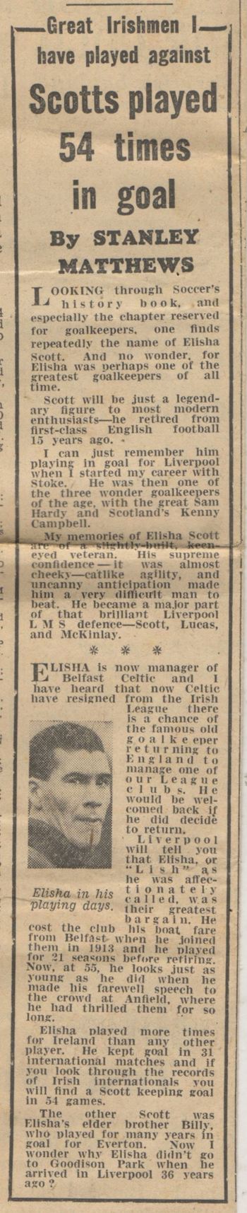 Great Irishmen I have played against, by Sir Stanley Matthews - 1949