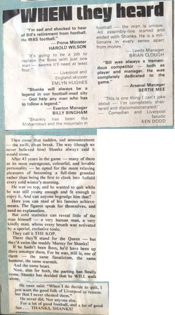 When they heard Shankly had quit