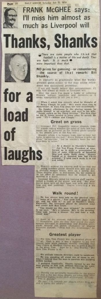 Thanks Shanks for a load of laughs - Daily Mirror 13 July 1974