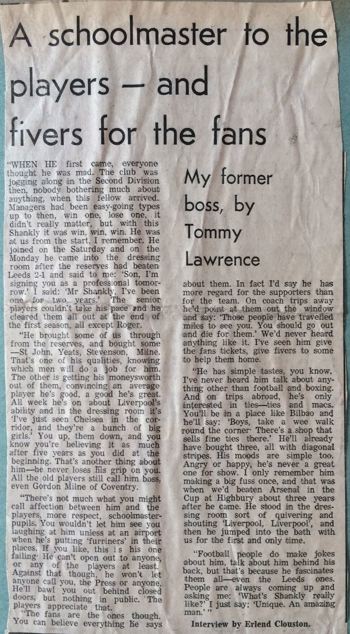 Shankly was a schoolmaster to the players