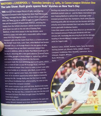 Report from match programme