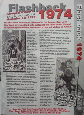 Report from match programme