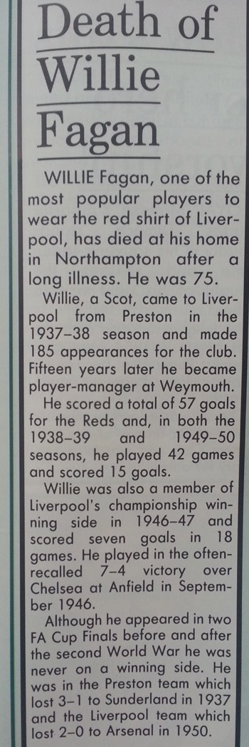 Obituary from match programme